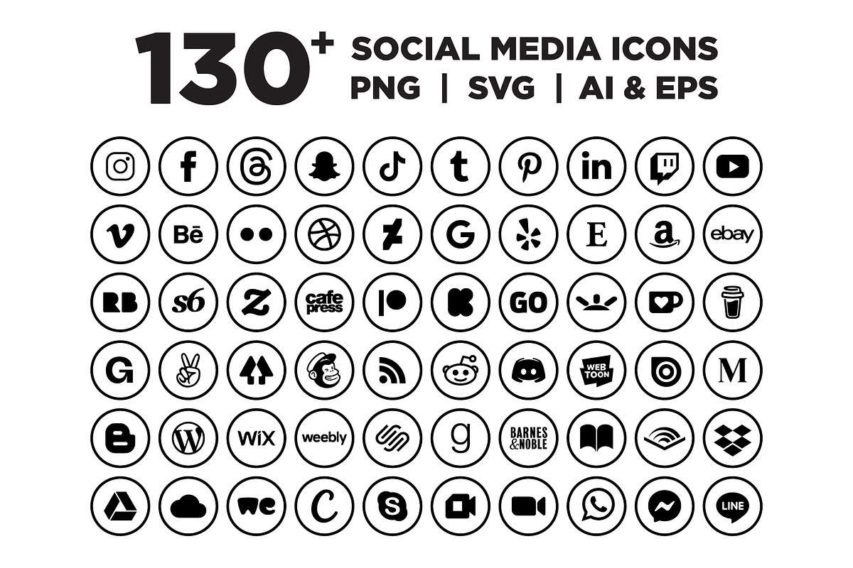 Circle Outline Social Media Icons, an Icon by Running With Foxes (Photo 1 of 8)