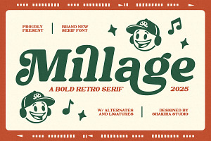 Millage - Bold Retro Serif Font, a Serif Font by Shakira Studio