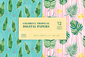 Colorful Tropical Digital Papers