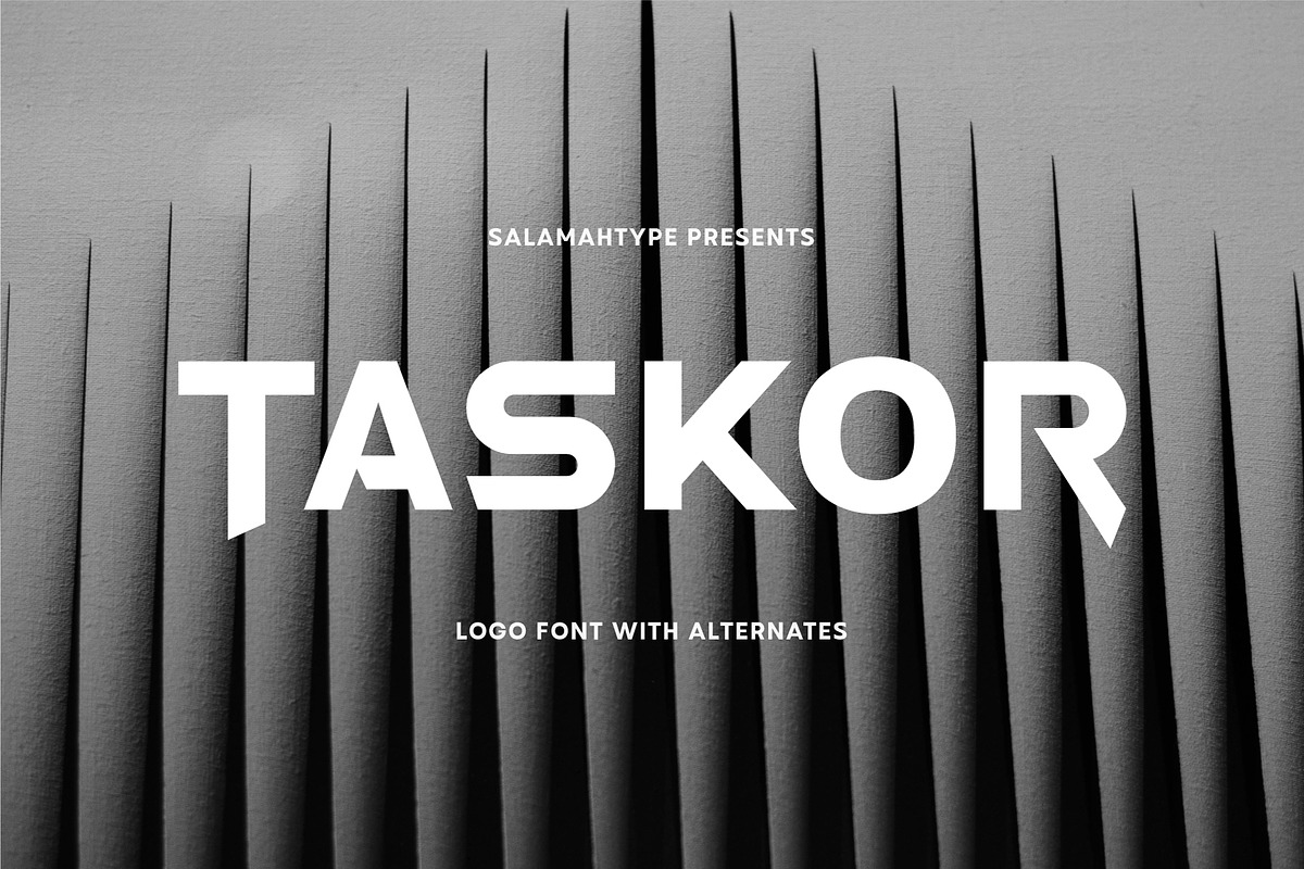 Taskor - Logo Font, a Sans Serif Font by Salamahtype (Photo 1 of 8)