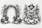 Pumpkin Harvest Line Art Graphics, a Seasonal Illustration by DENIDigitalArtSudio (Thumbnail 3 of 6)