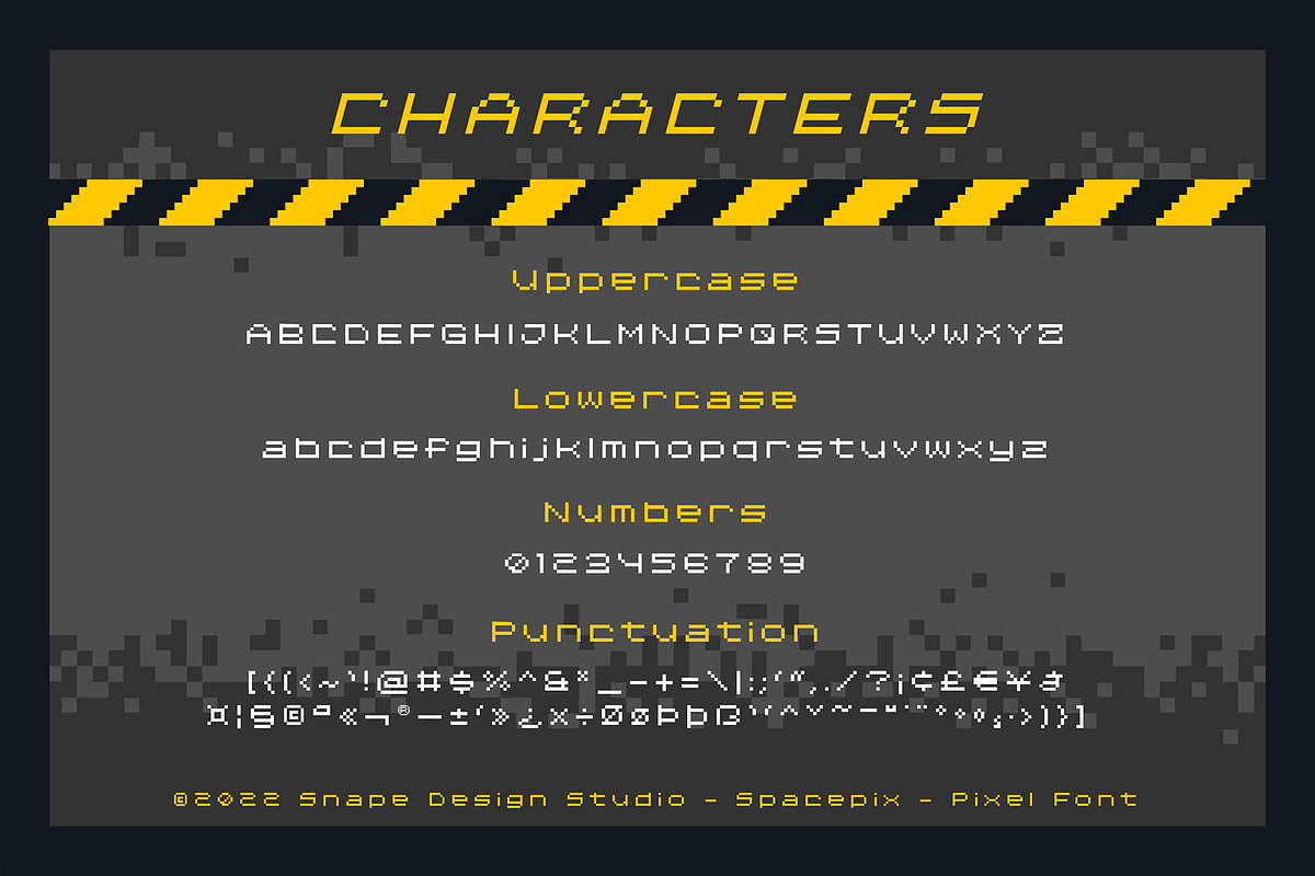 Spacepix - Pixel Font, a Font by Snape Design Studio (Photo 2 of 5)