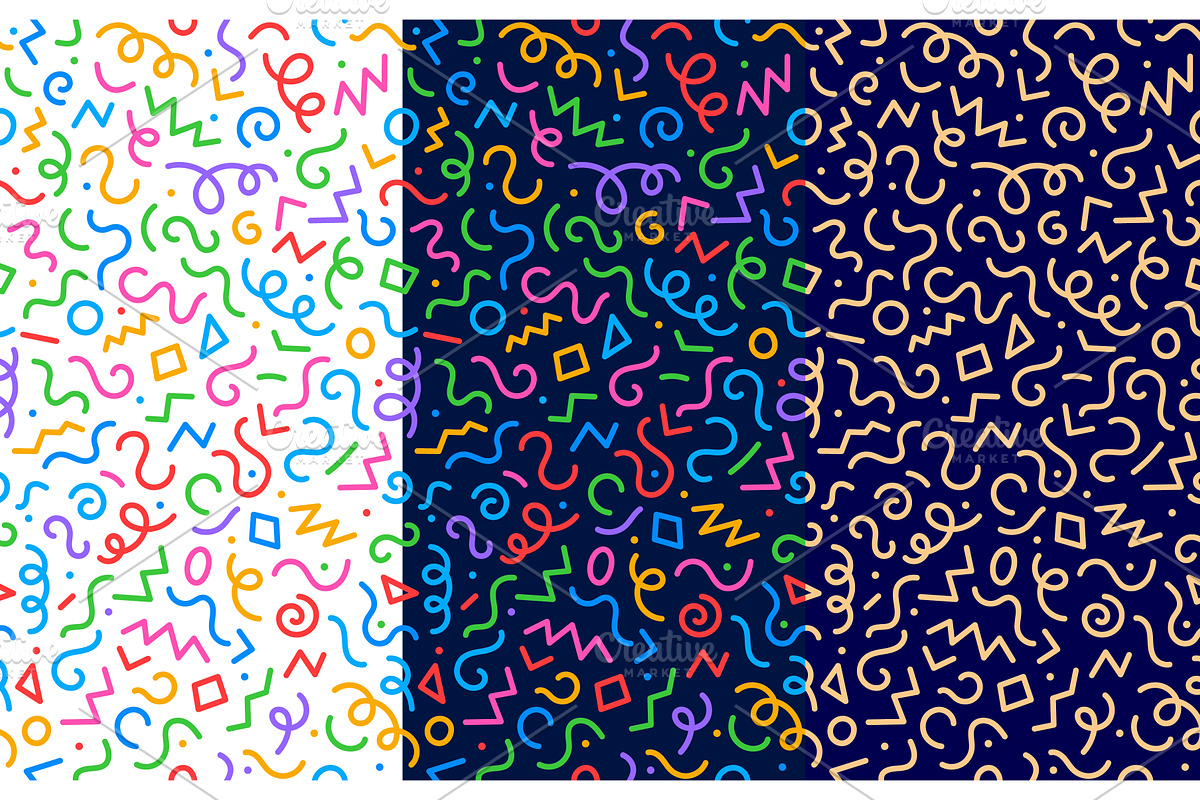 Kids squiggle seamless pattern, a Decorative Illustration by Vector Tradition