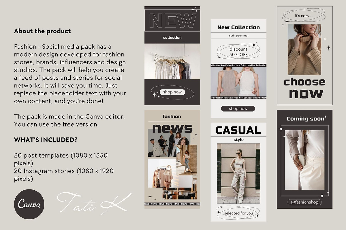 Fashion - Social media pack | Canva, a Social Media Template by Tati_Kli (Photo 4 of 9)