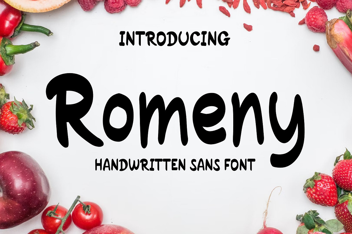 Romeny Sans Handwritten Font, a Handwritten Font by Gumrega Studio (Photo 1 of 6)