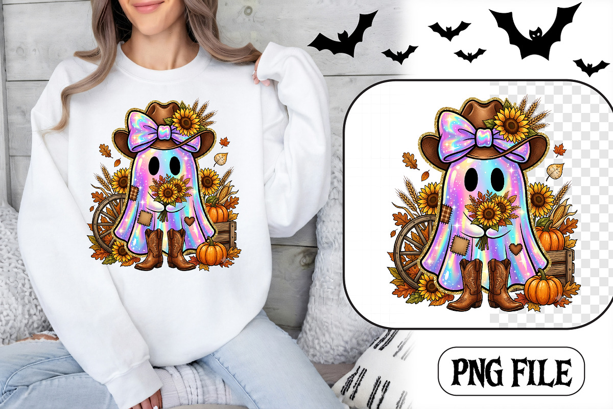 Cowboy ghost with sunflowers and, a Seasonal Illustration by CrexoraLab (Photo 1 of 4)