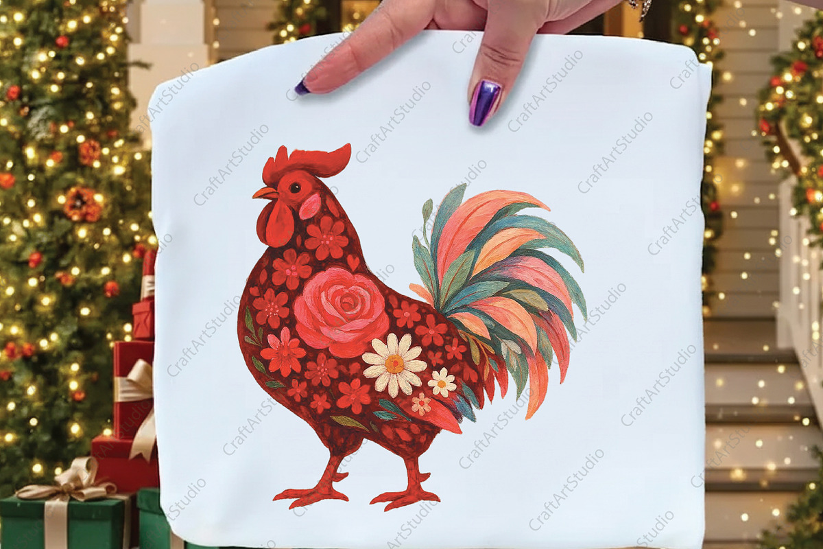 Western Floral Chicken Valentine PNG, an Illustration by CraftArtStudio (Photo 2 of 4)
