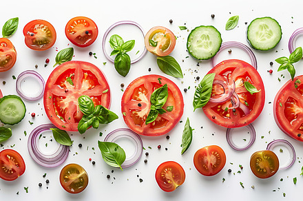 Fresh Salad Ingredients Flatlay, Gen, a Photo by LOGOCREATIVE