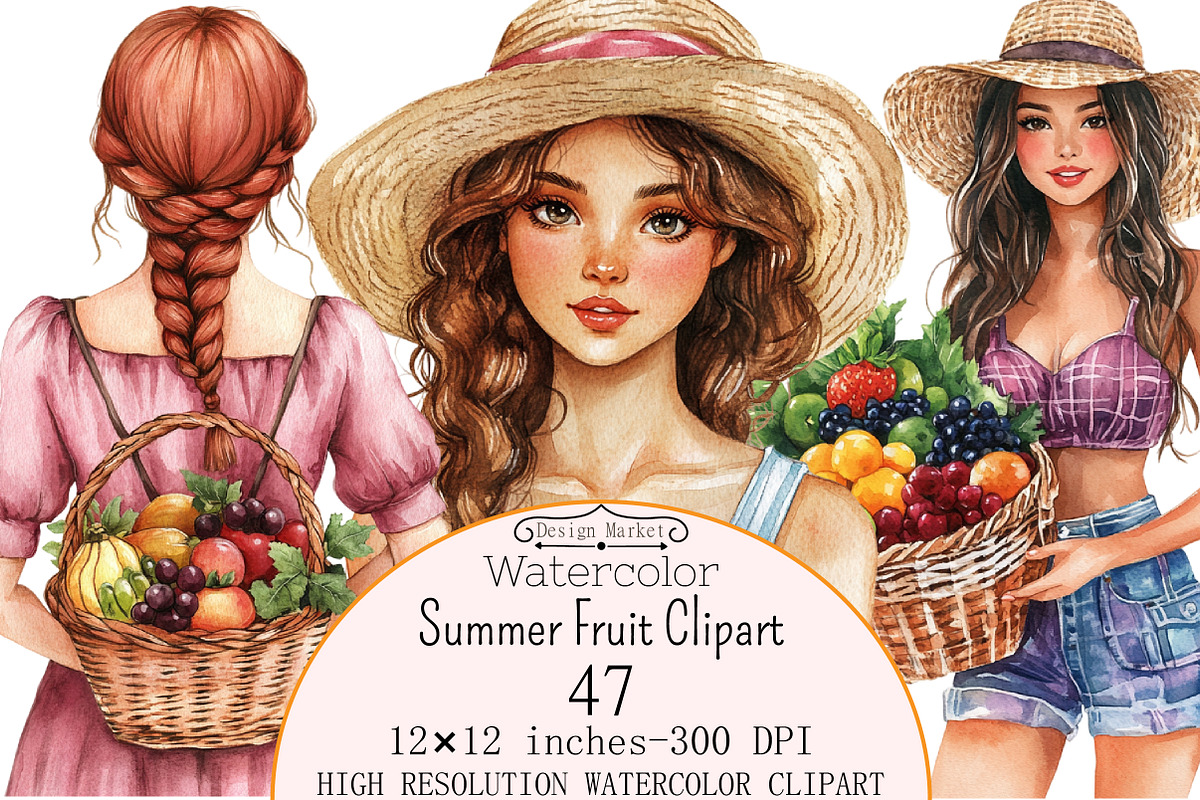 Watercolor Summer Fruit Clipart, a Seasonal Illustration by Design Market (Photo 1 of 5)
