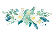 Blue Watercolor Floral Set, an Illustration by Designer_Momina (Thumbnail 5 of 16)