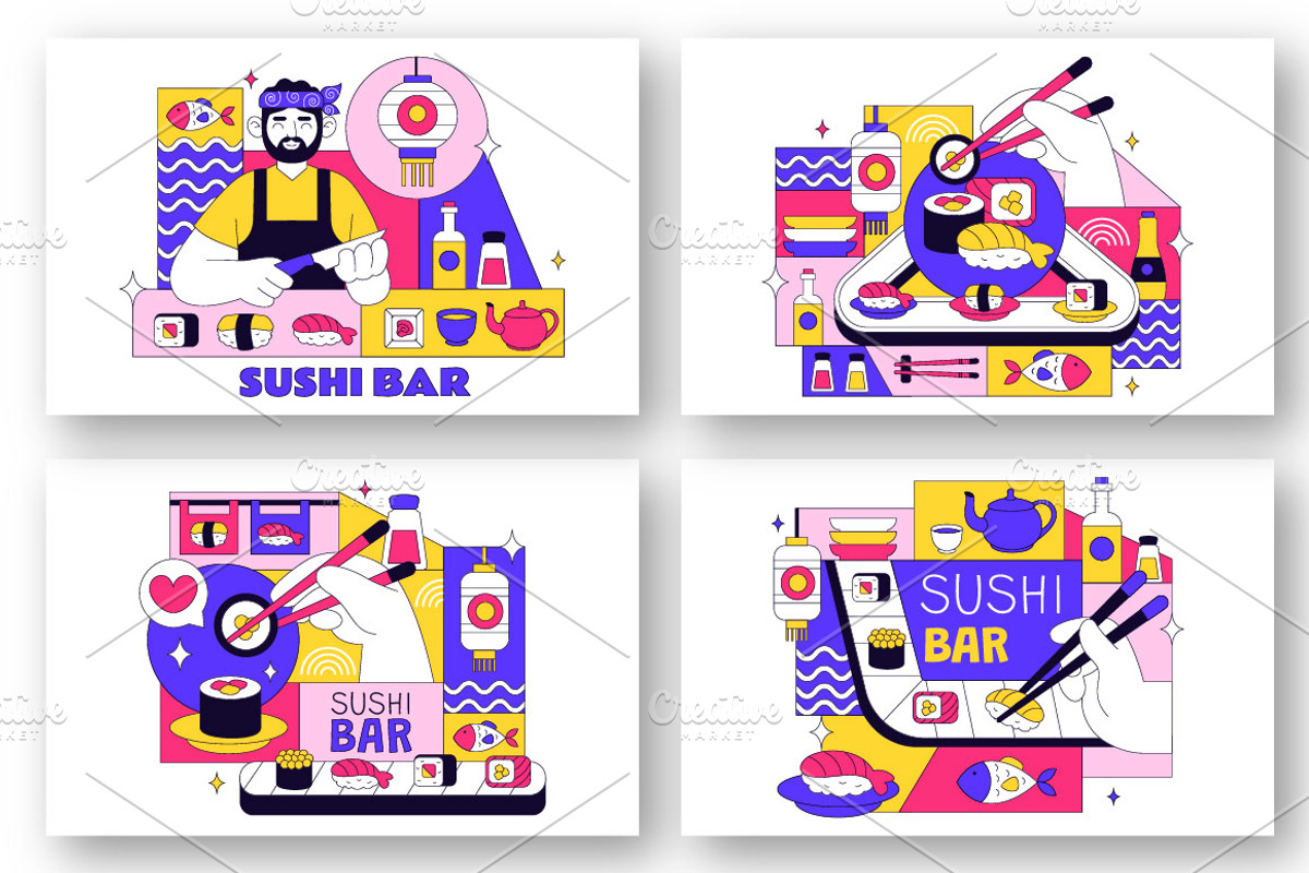 10 Sushi Bar Illustration, a Food Illustration by denayunebgt (Photo 2 of 4)