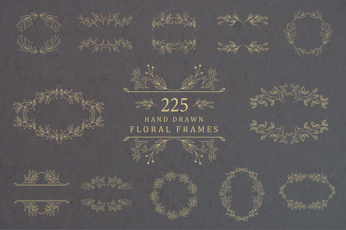 Hand drawn floral frames. Bundle., a Decorative Illustration by Designwork (Photo 21 of 21)