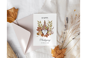 Happy Thanksgiving Gnome Card Fall