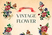 Watercolor Vintage Romantic Flowers, an Object Graphic by Kate Creative Studio (Thumbnail 4 of 10)