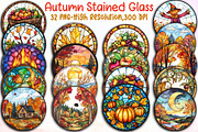 Watercolor Autumn Stained Glass Clip, an Illustration by Sublimation Artist (Thumbnail 1 of 6)