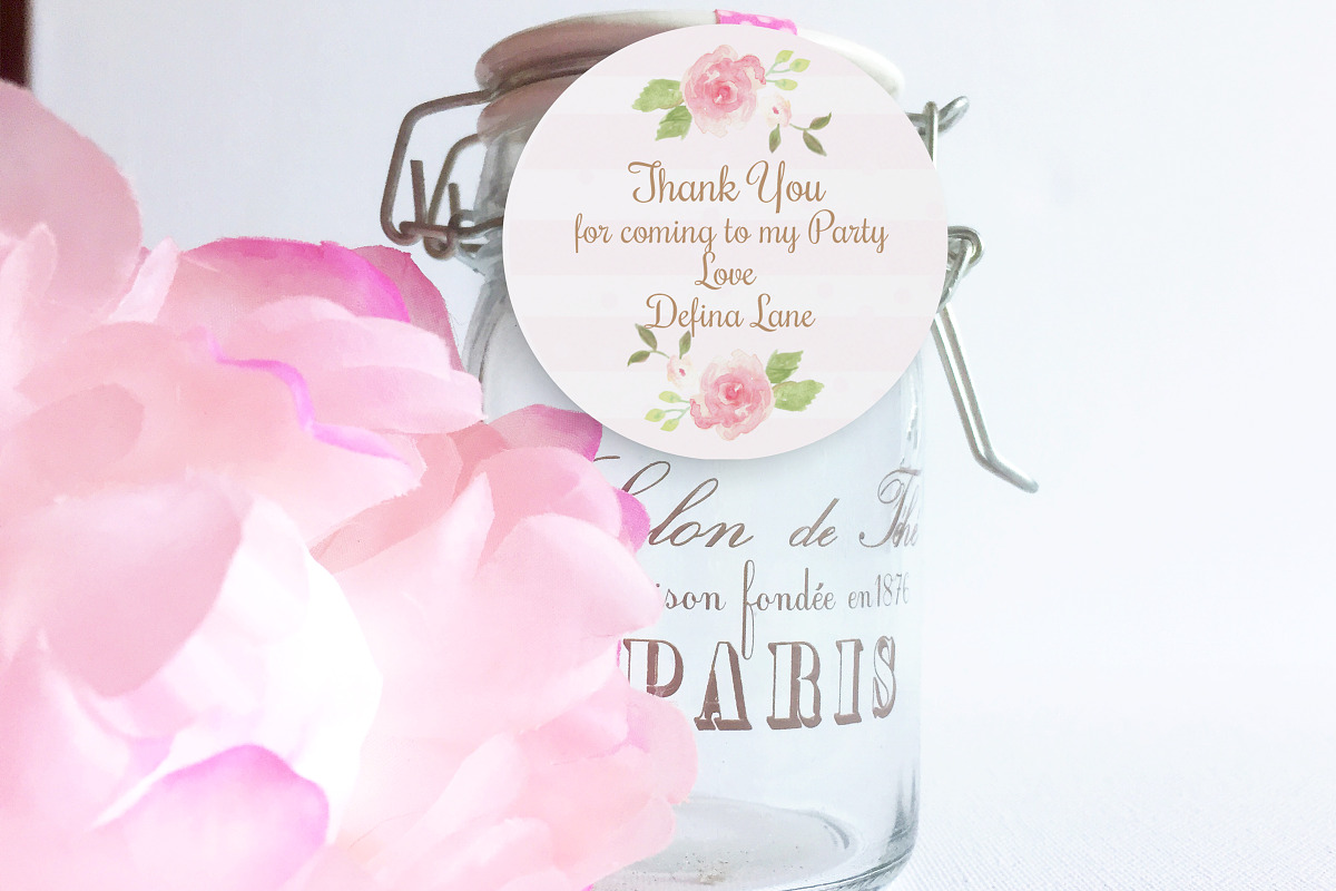 Watercolor Flowers thank you tag, a Templates & Theme by ThePaperOwl (Photo 1 of 2)