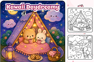 Kawaii Daydreamy Cute Coloring Book, an Animal Illustration by Design Zone