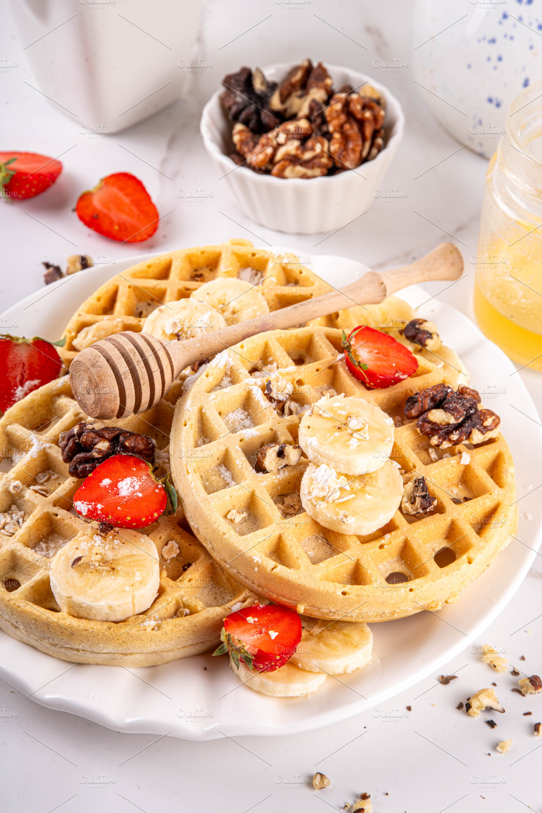 Healthy Gluten Free Banana Oats Waffles, a Food & Drink Photo by Rimma