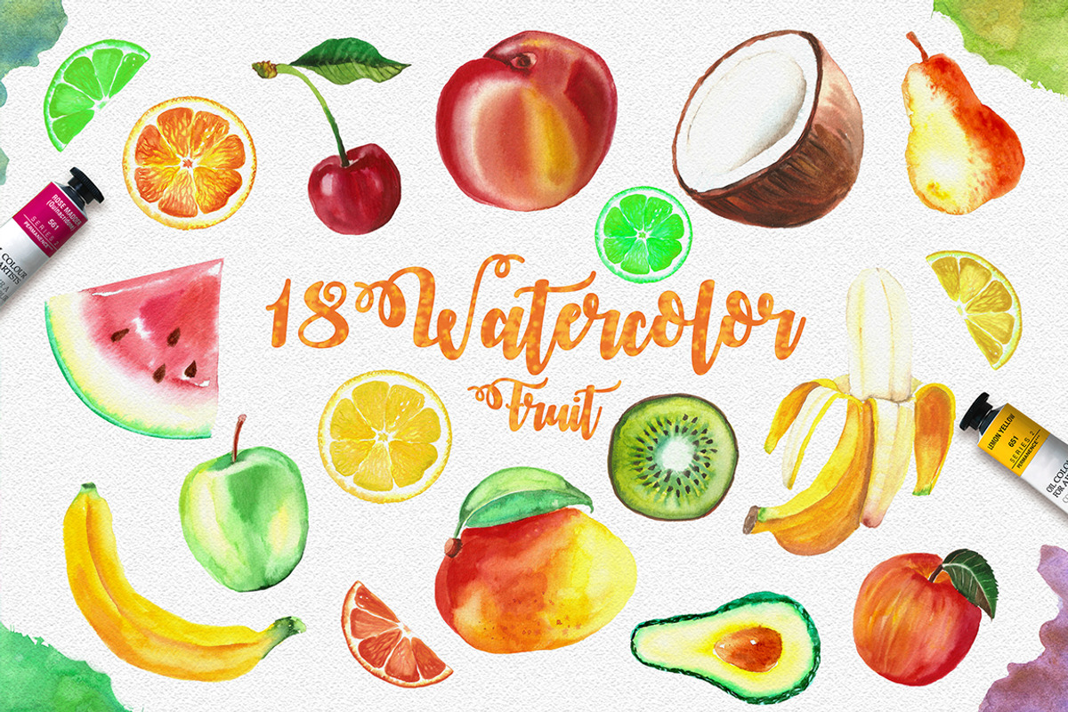 Watercolor Summer Design Set, an Illustration by Free-PSD-Templates (Photo 5 of 7)