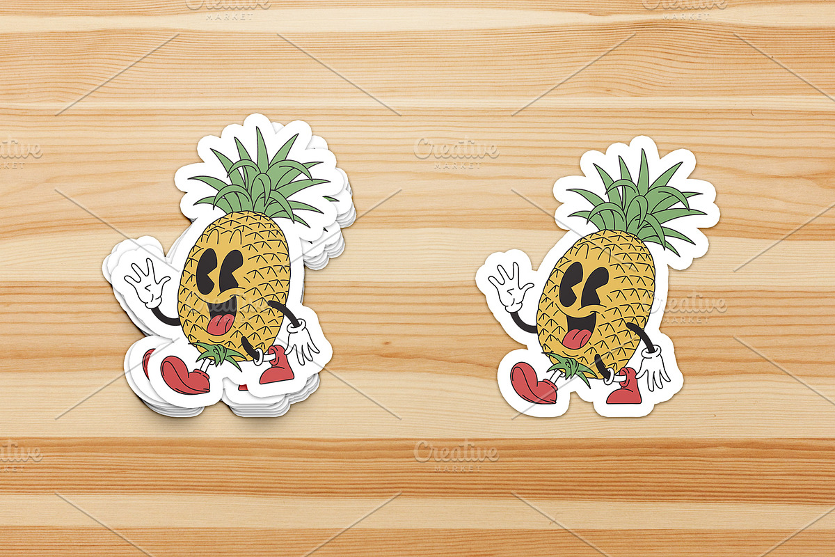 Fruit Mascot Bundle in 90s Style, a Food Illustration by Judsart (Photo 3 of 3)
