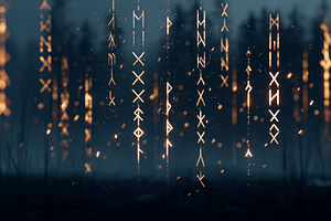 Glowing ancient runes floats, a Background Photo by MistyDay