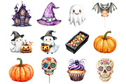 Watercolor Halloween Sweets Clipart, a Seasonal Illustration by CitraGraphics (Thumbnail 3 of 5)