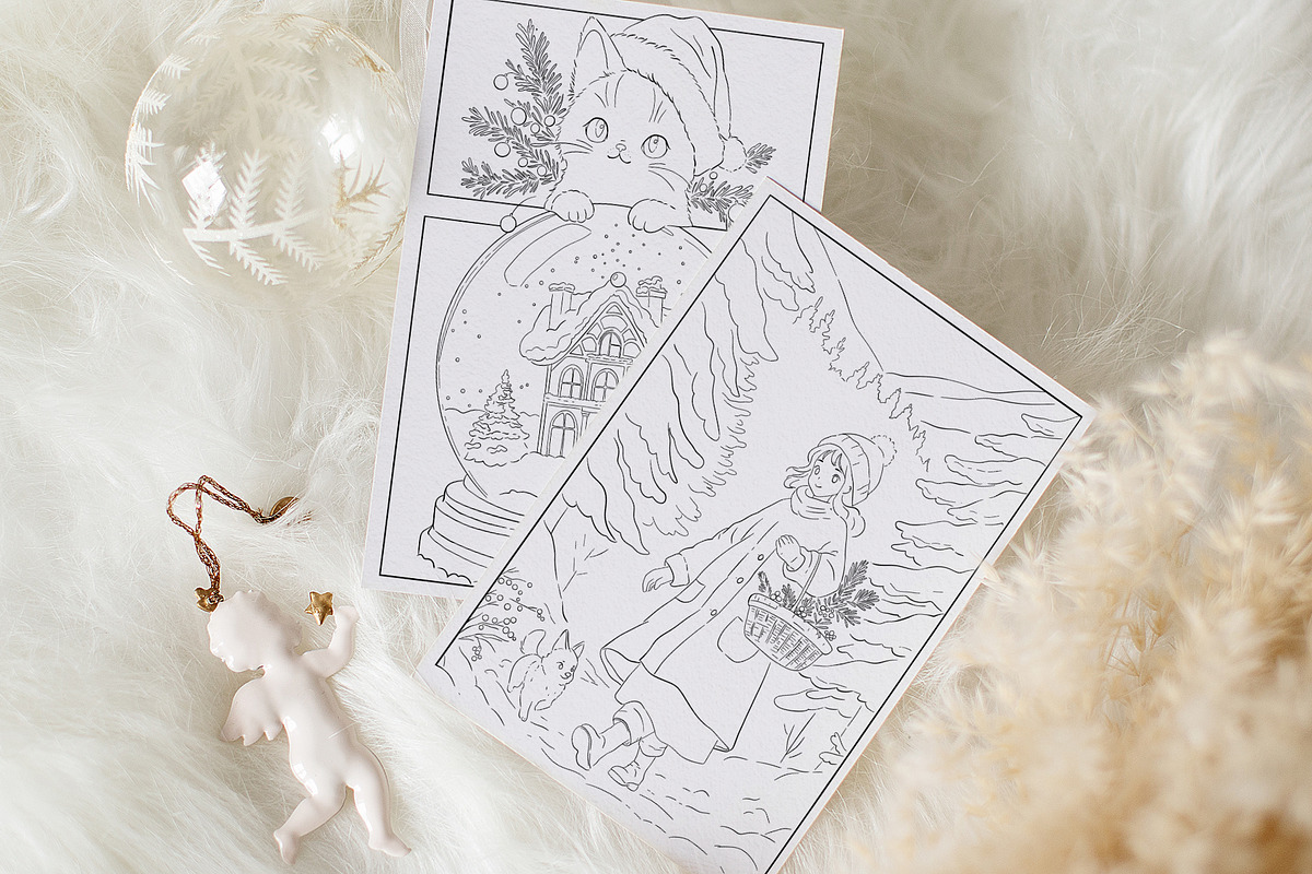 Winter Holidays Coloring Pages, a Seasonal Illustration by Deveze Art & Co (Photo 7 of 7)
