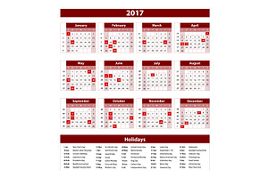 Modern Style Calendar For 2017.