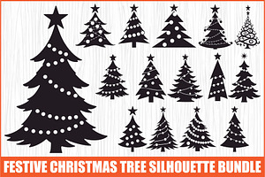 Cozy Holiday Tree Silhouette Designs, an Illustration by Gaye Art