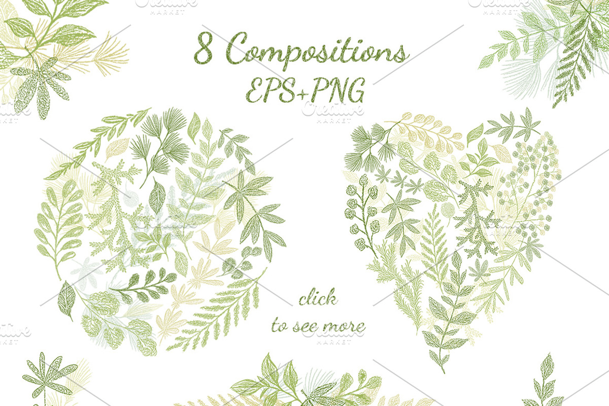 Leaves Branches & Herbs Fresh Doodle, a Decorative Illustration by antuanetto (Photo 2 of 11)