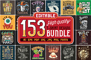 153 editable tshirt designs BUNDLE, a Decorative Illustration by VozzyStock (Thumbnail 1 of 6)