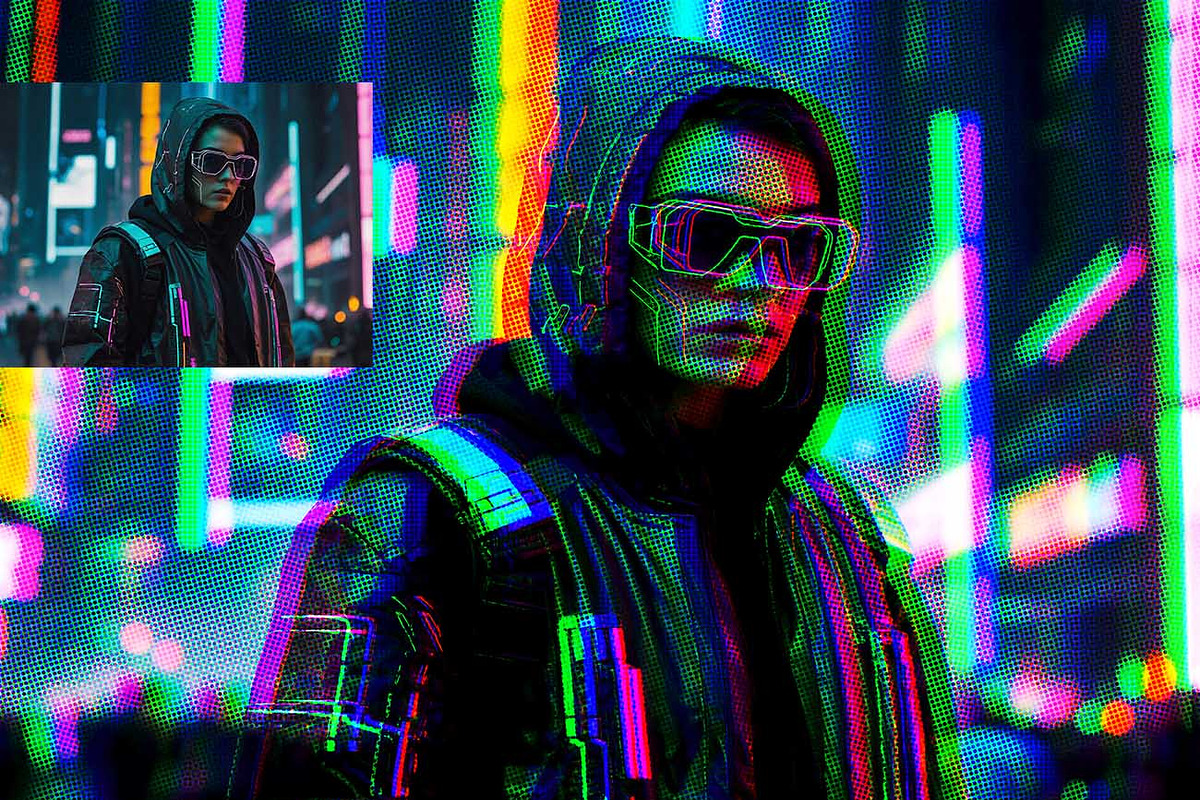 Cyberpunk RGB Analog Photoshop, a Brushes & More by Studio Retouch (Photo 5 of 16)