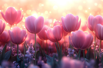 Dreamy Pink Tulips in Soft Glowing Light