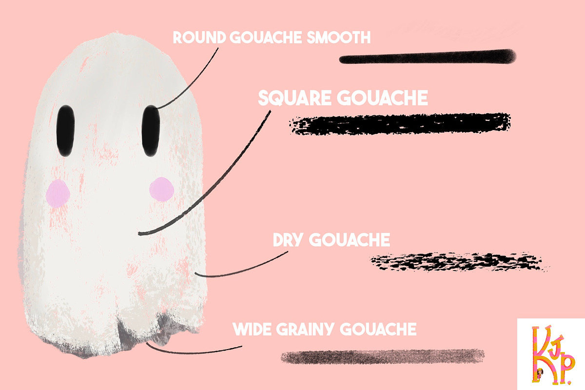 Oh Gouache Procreate Brushes, a Brush Add-On by KJP Designs (Photo 2 of 6)