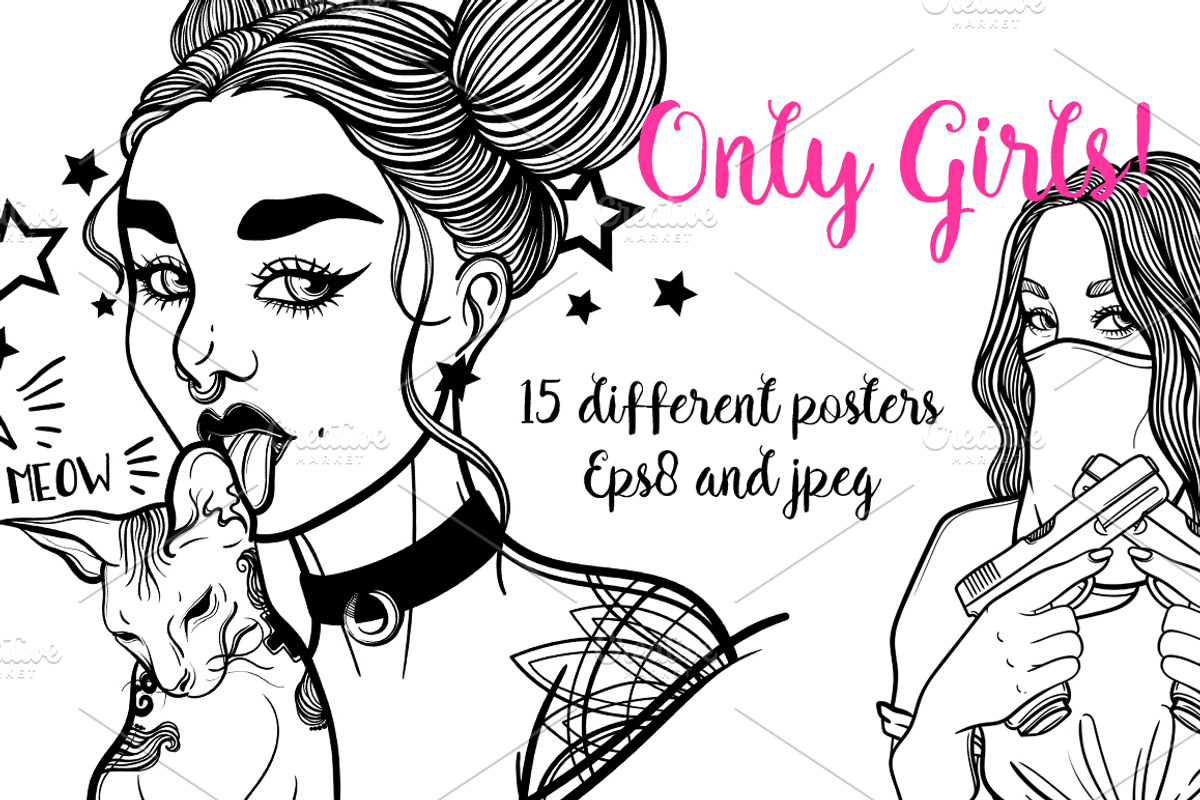 Only Girls! Tattoo girls, an Animal Illustration by Vavavka (Photo 1 of 13)