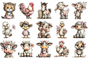 Whimsical Farm Animals Clipart, an Illustration by OK Design (Thumbnail 2 of 6)