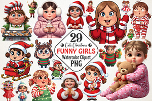 Cute Holiday Girls Funny Christmas, an Illustration by RobertsArt