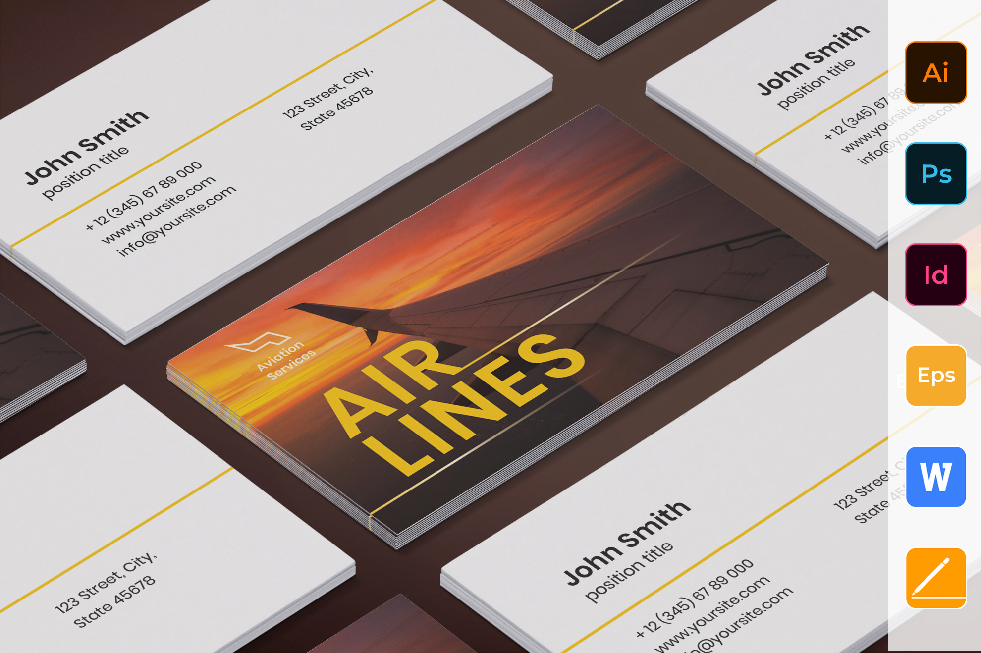 Airlines Aviation Business Card, a Business Card Template by TemplatesNow!