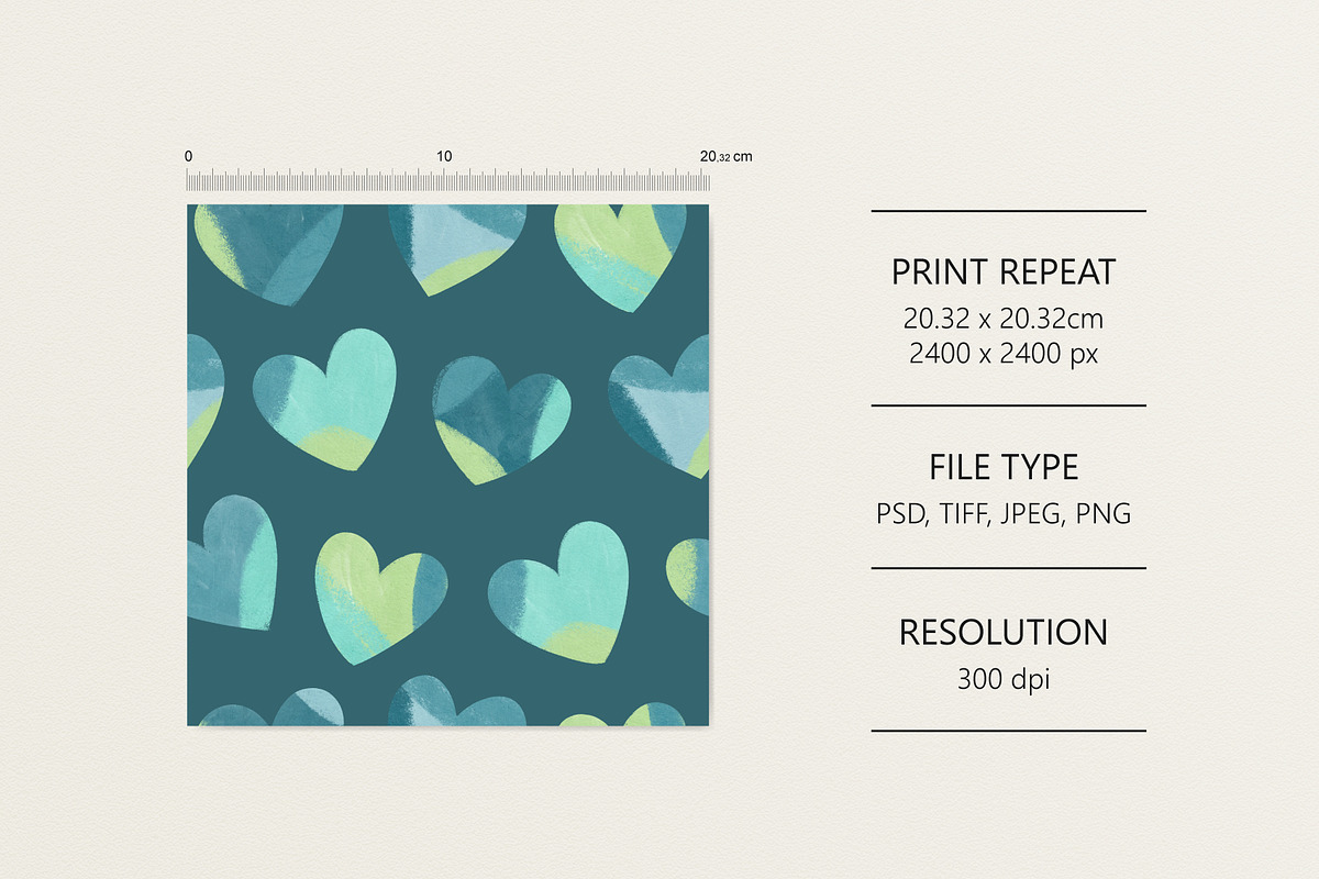 Blue hearts, a Pattern Graphic by Olena Kuznietsova (Photo 6 of 9)