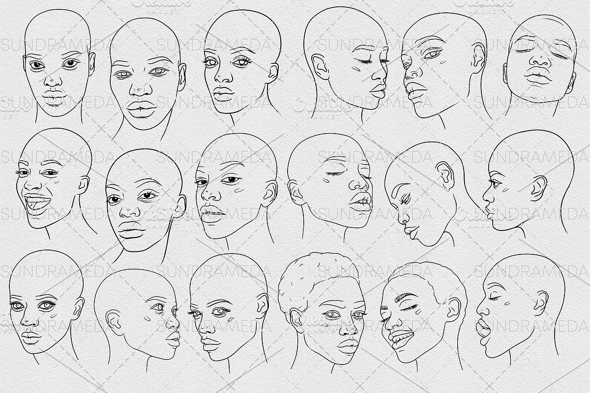 African Face Stamp for Procreate, a Brush Add-On by sundrameda (Photo 2 of 7)