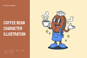 Coffee Bean Character Mascot, a Person Illustration by Partikusi Design