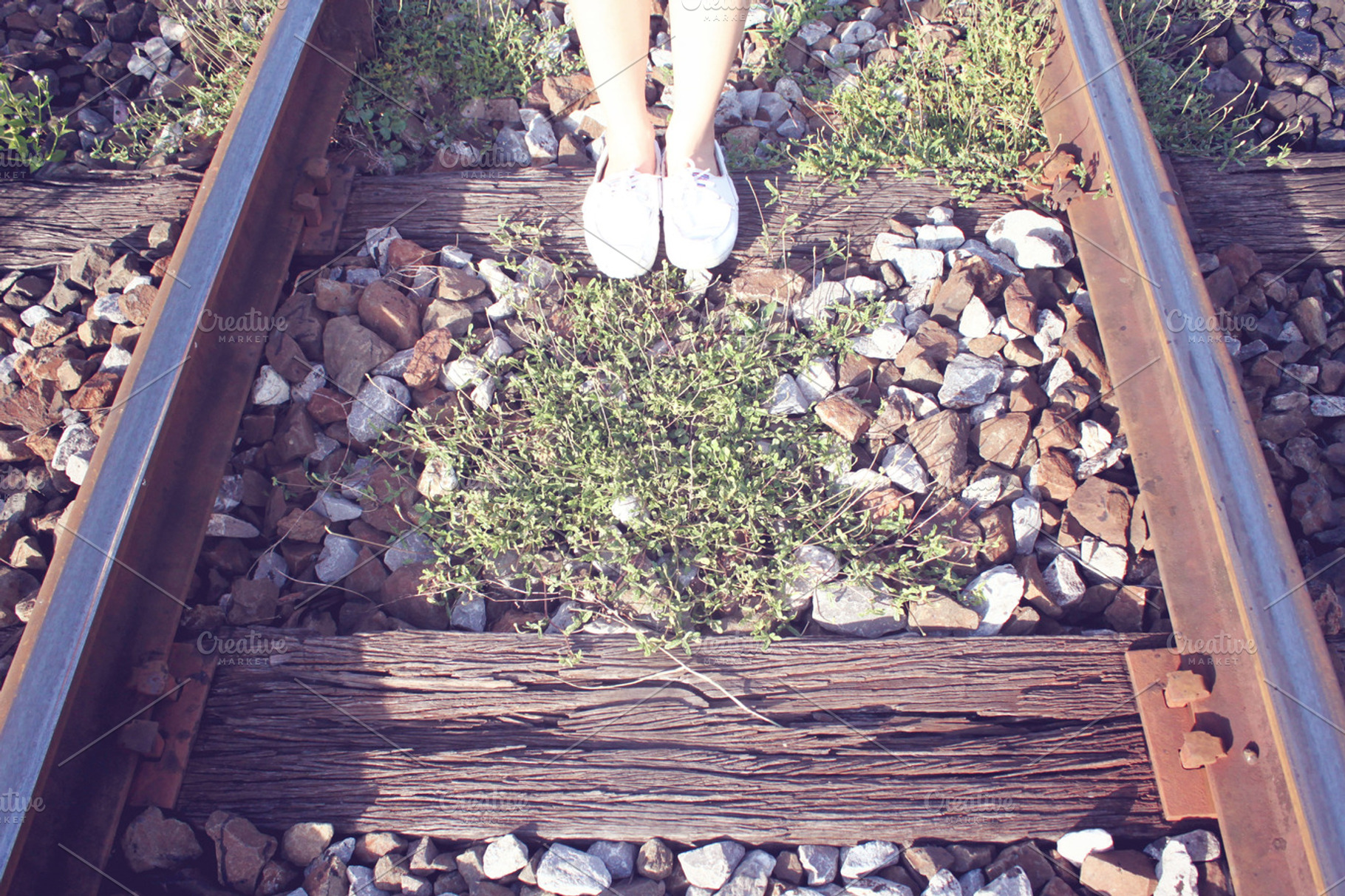 Standing on vintage railway