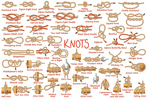 Rope Knots Set. Vector Illustration