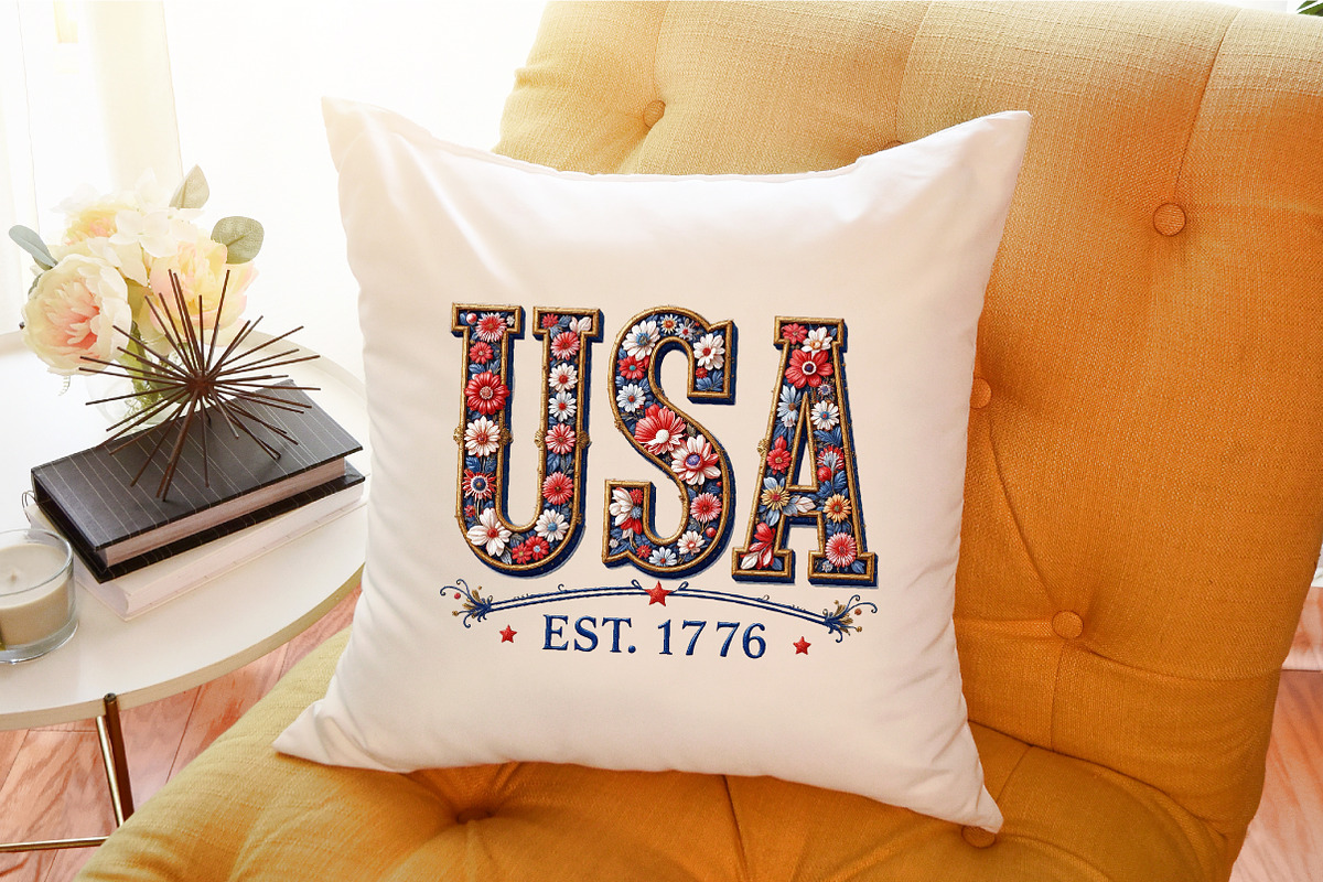 Floral Embroidery USA Png Retro Amer, an Illustration by Sublimation Artist (Photo 9 of 9)