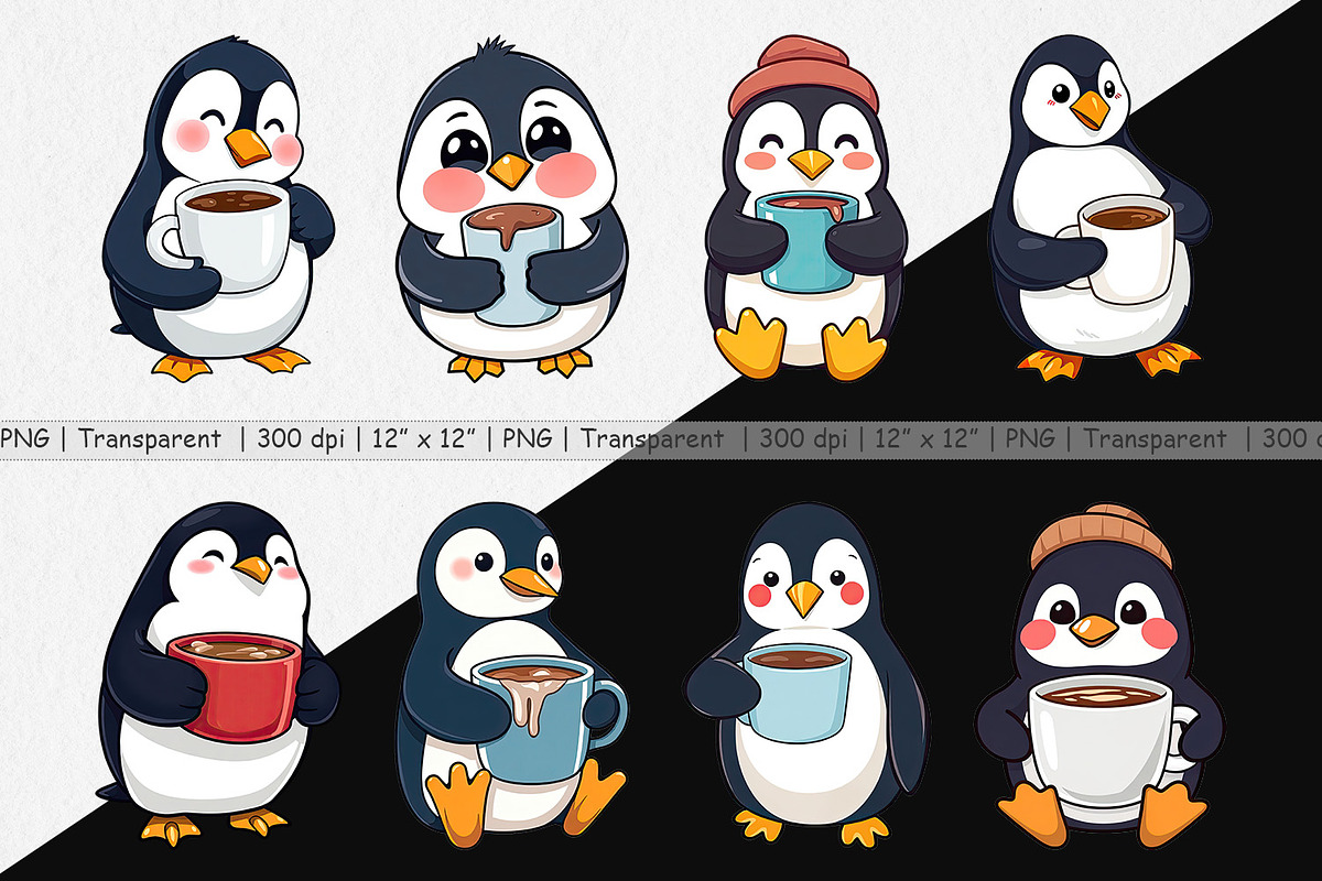 Penguin with Hot Cocoa Clipart, a Graphic by Artnoy (Photo 2 of 5)