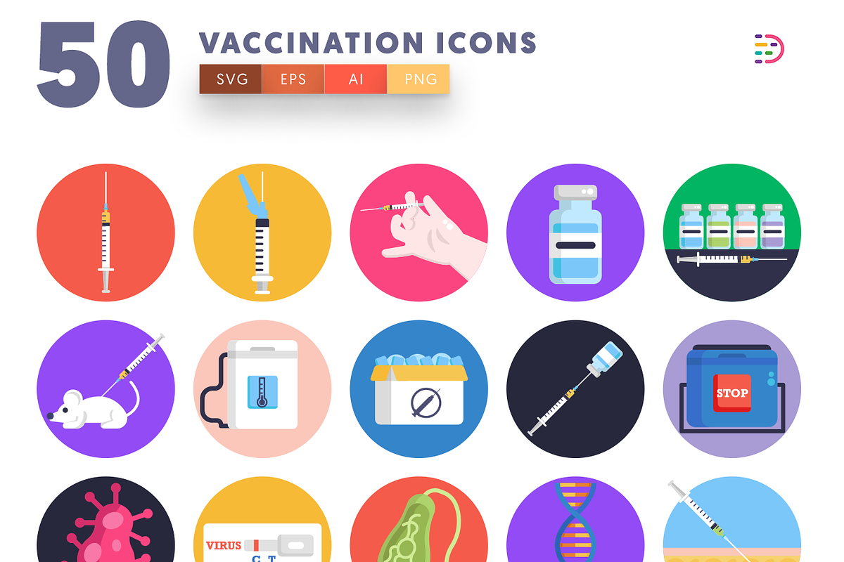 50 Vaccination Icons, an Outline Icon by Dighital (Photo 3 of 10)