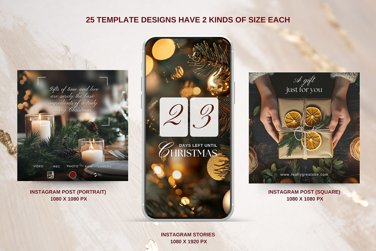 Bright Christmas Instagram Templates, a Social Media Template by InstaDesignPro (Photo 2 of 10)