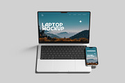 laptop and Phone Mockup, a Wearable Device Mockup by graphictime (Thumbnail 4 of 10)