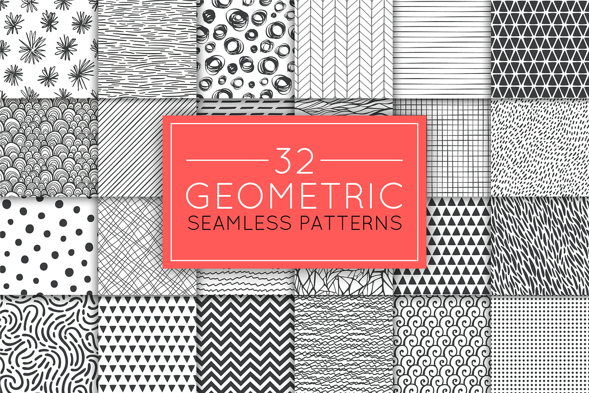 32 monochrome seamless patterns set, a Pattern Graphic by IreneArt illustrations (Photo 1 of 2)