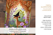 Halloween Forest Animals Postcards, an Animal Illustration by The Dutch Lady Designs (Thumbnail 3 of 7)
